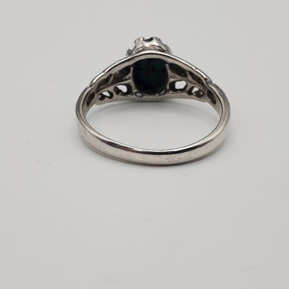 Seta Sterling Silver Vintage 925 Solitaire Blue Gem Ring Size 7.5 - Picture 5 of 8